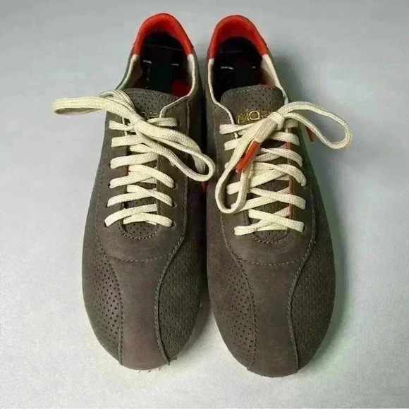 Plae Sun Sneaker Women Magnetic Grey Leather Lace Up Shoes Perforated Comfy 7W - Picture 2 of 12